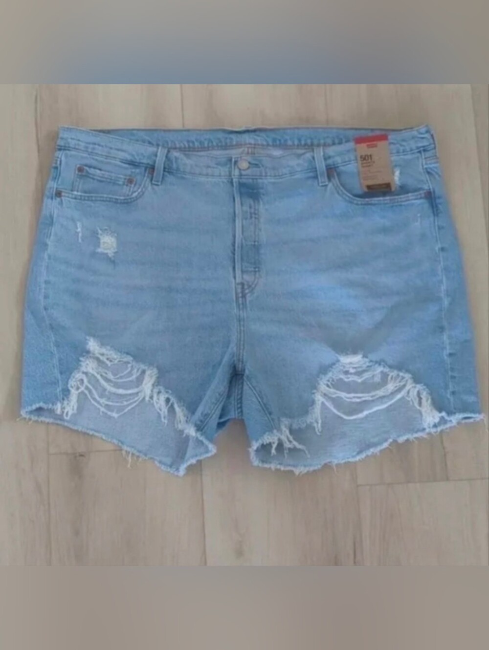LEVI'S | Women's Light Wash 501 High  Rise Distressed Short Shorts